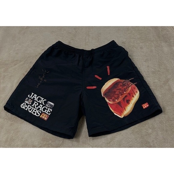 Travis Scott x Mcdonalds short men's size small Mcrib Cactus Jack EUC